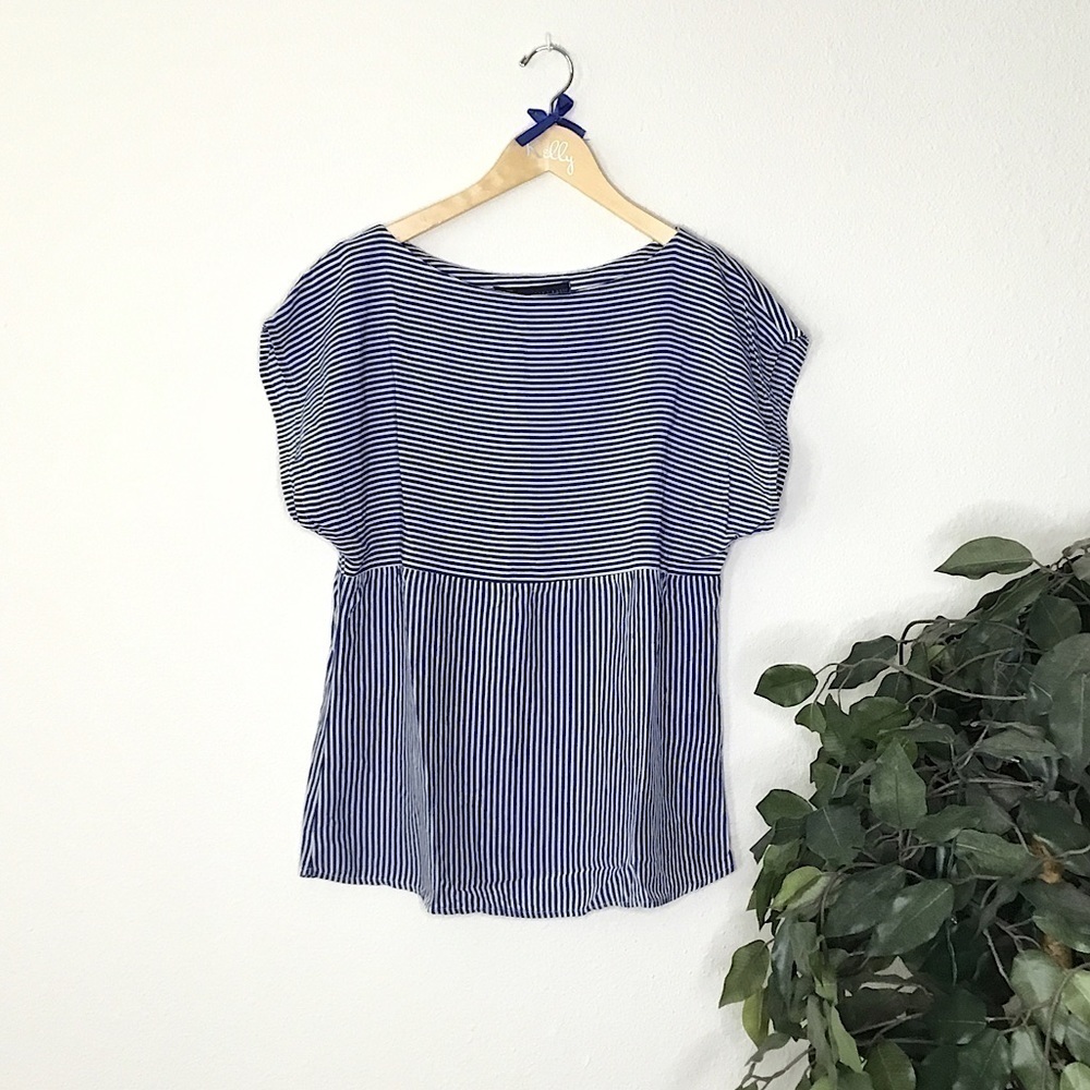 Zara Basics Striped Short Sleeve Top